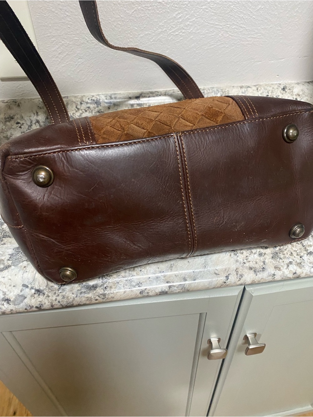 STS Ranchwear Brown Woven Suede & Leather Shoulder Tote - Picture 3 of 8